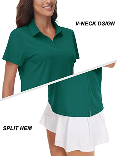 Image of TACVASEN Women's V-Neck Polo Shirts UPF 50+ Short Sleeve Sun Protection Quick Dry Golf Polos Collared Shirt
