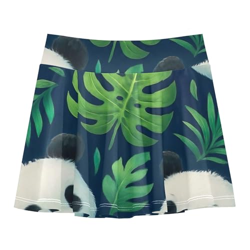 Joisal Athletic Shorts Girls Skorts Tennis Skirts Toddler Pleated School Skirt Cute Panda Green Tropical Leaves 3t