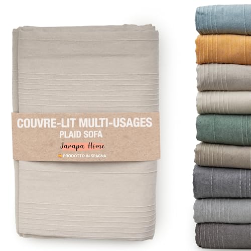 Jarapa Home Made with love Couvre-lit Multi-Usages Plaid Canape Couvre-Lits Blancs, Housse de Canapé Résistant et de Qualité Fabriqué en Espagne....