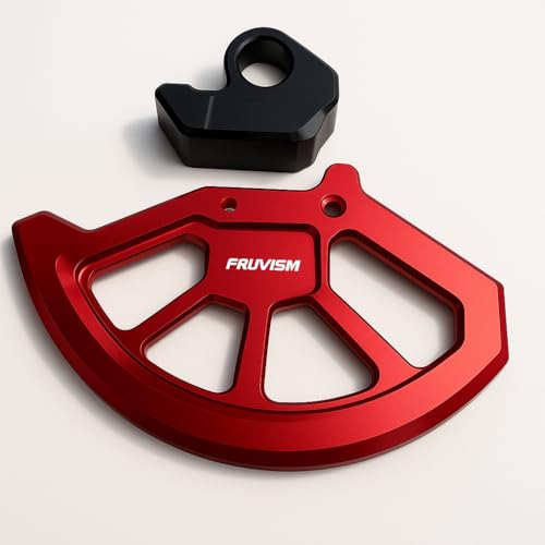 Image of Motorcycle Front Brake Disc Guard, Universal Rotor Protector, Gold Aluminium, Blue Wheel Compatible (Red)