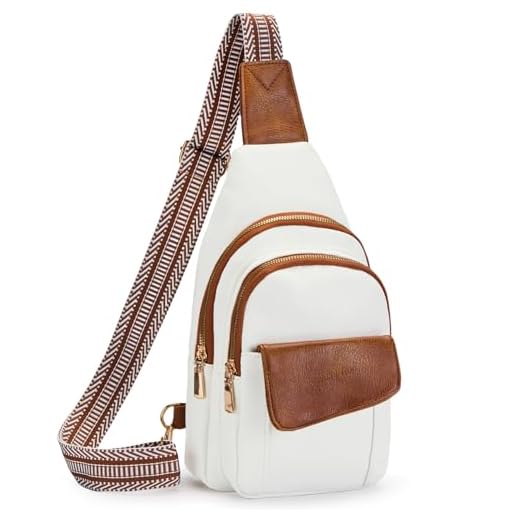 Seoky Rop Bolsa tiracolo feminina pequena bolsa tiracolo de couro bolsa transversal para viagens, 03-branco/marrom, Small, Mochilas Sling