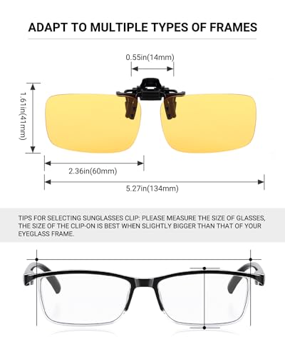 Image of TERAISE Polarized Clip on Sunglasses Over Prescription Glasses Anti-Glare UV400 for Men Women Driving Travelling Outdoor