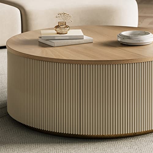 AAGAZA NIZAME Massivholz Couchtisch Moderne Abgerundete Tischplatte 2 Schubladen Minimalistisch Kreativ Einfach Haushalt Wohnzimmer Kleines Haus/1682 – Bild 7