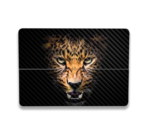 Image of MightySkins Carbon Fiber Skin Compatible With Microsoft Surface Laptop Studio 2 (2023) Full Wrap Kit - Leopard Face | Protective, Durable Textured Carbon Fiber Finish | Easy To Apply | Made in the USA