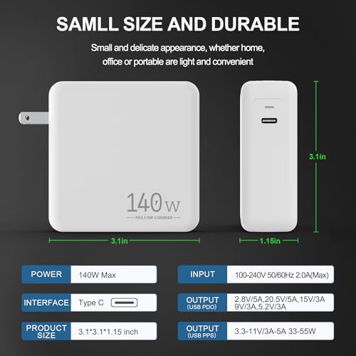 Image of Compatible with MacBook Pro Charger 140W USB C Charger Fast Charger Adapter | Compatible with MacBook Pro & MacBook Air M2 M3 M4 M5 13 inch-15 inch, Compatible with iPad Pro iPhone Samsung Galaxy