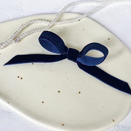 Image of QIANF Vintage Navy Blue Velvet Ribbon, 3 /8 Inch X 25Yd