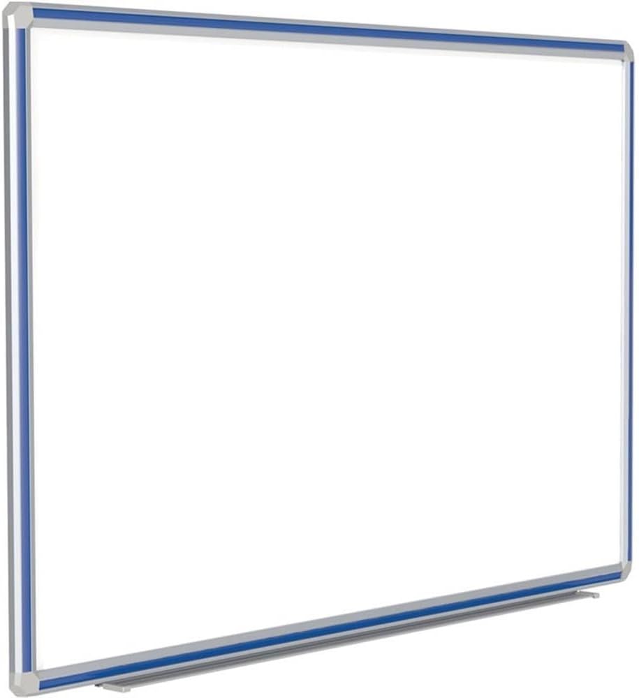 Pemberly Row 48"x48" Ceramic Magnetic Whiteboard, Porcelain-on-Steel Surface, Royal Trim, Satin Aluminum Frame, Scratch-Resistant, Includes Marker Tray, Markers, Eraser for Office or Classroom Use