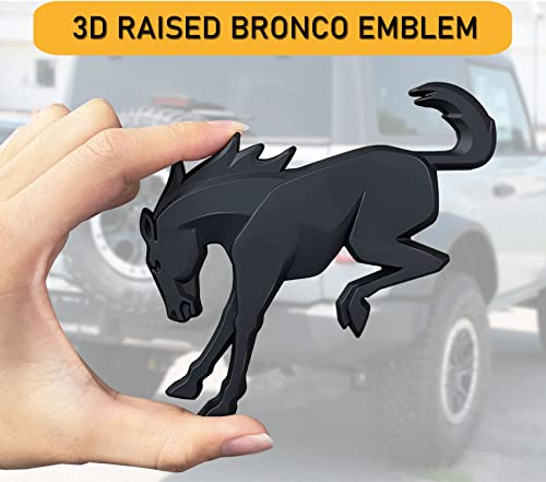 Horse Badge Embelm For Bronco 2021 2022 2023 - Anmosvo Vinyl Rear Emblem Overlay Decals Stickers Tailgate Letters Compatible With Bronco/Bronco Sport Accessories 2020 2021 2022 2023 - Matte Black #TOP4