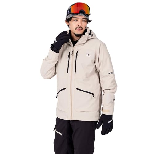 NNOUM(ノアム) スキーウェア メンズ 上下セット 動きやすい サイズ調節可能 軽量 防寒 おしゃれ ストレッチ 選べるカラバリ (Beige/Black, M)