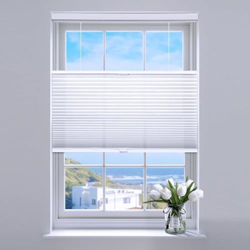 SUNFREE Top Down Bottom Up Cellular Blinds,Cellular Shades Blackout, Honeycomb Window Shade for Windows, 35" W x 64" H, White(Light Filtering) by SUNFREE - Used condition - US$40.73
