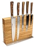 Laguiole en Aubrac - Messerblock aus Eiche - magnetisch - Kochmesser Set 5-teilig - Griff Walnuss Nussbaum - Geschmiedete Qualität