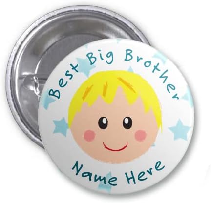 Party Supplies OnlinePersonalised 'Best Big Brother' Pin Back Badge Blonde Hair 59mm Metal Badge