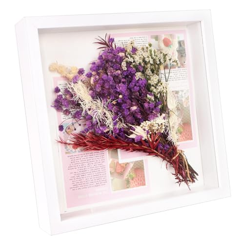 Zefphxs Cornice Profonda 3D, 20 x 20 cm, Cornice per Foto, Cornice Legno per Foto Bouquet di Nozze Foto, Biglietti e Decorazioni Fai da Te