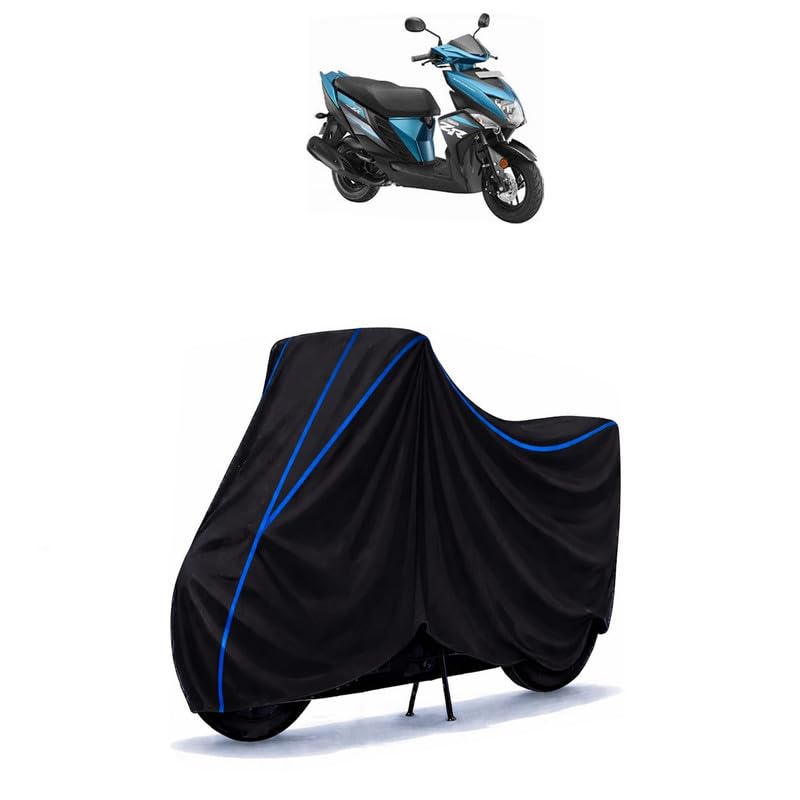 Image of Scooty Cover Water Resistant for Cygnus Ray ZR Disc | Universal Scooter & Bike Cover | Heavy Duty UV Dust, Rain & Scratch Protection | Elastic Fit All Weather Indoor Outdoor | Black with Blue Piping