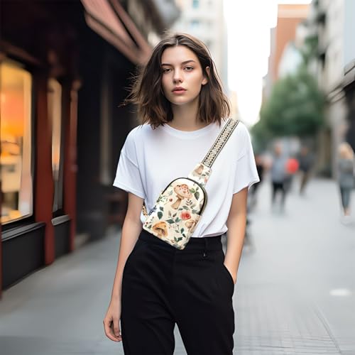 Sling Bag for Women Mushroom Rose Forest Crossbody Backpack Purse Small Cross Body Bags Travel Shoulder Bags Chest Bag Casual Daypack2
