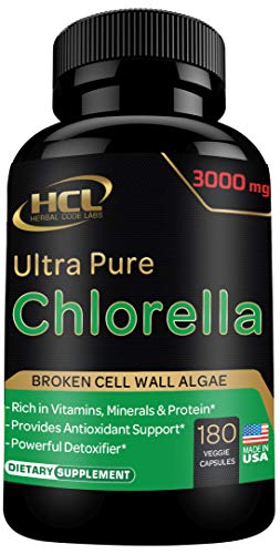 Chlorella Capsules Organic 3000 mg - Cracked Cell Wall Blue Green Algae Supplement