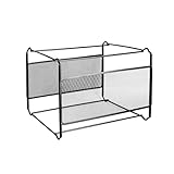 KAJHSTLOZ Hanging File Folder Box, Mesh Metal File Organizer Box Hanging File Foldable Holder Storage Box for Office and Home A4 Letter Size(Black)
