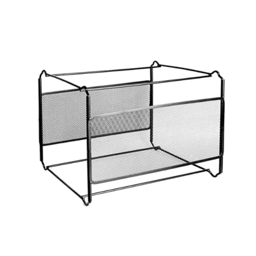 KAJHSTLOZ Hanging File Folder Box, Mesh Metal File Organizer Box Hanging File Foldable Holder Storage Box for Office and Home A4 Letter Size(Black)