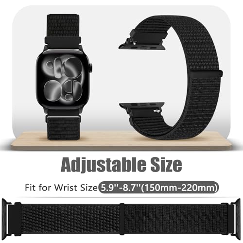 Runostrich Nylon Sport Strap Compatible with Apple Watch Strap 49mm 46mm 45mm 44mm 42mm 41mm 40mm 38mm Women Men, Adjustable Solo Loop Bands for iWatch Series 11 10 9 8 7 6 5 4 3 SE Ultra, 2 Pack - Image 4