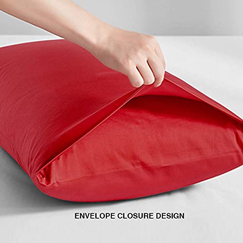FLXXIE Body Pillow Cover - Super Soft Microfiber 20x54 Body Pillow Case - Envelope Closure, Wrinkle, Stain Resistant Red Body Pillow Cover, 20x54, Red