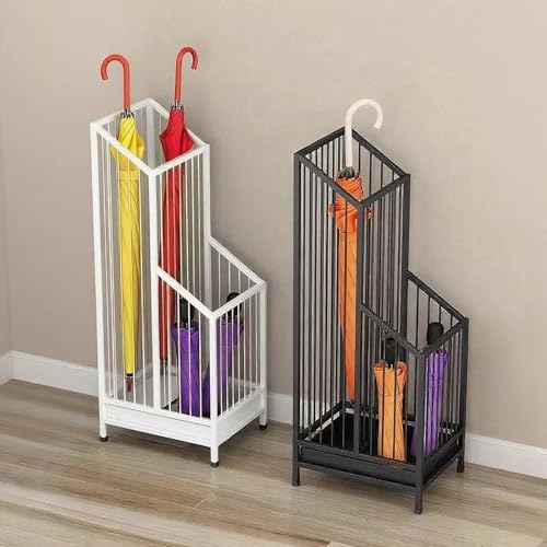 Support de parapluie pour entrée design en métal noir, organiseur de style moderne - 6