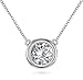 925 Silver Solitaire Pendant Necklace Round Bezel Set 7mm Cubic Zirconia 16" - 18" FREE Box