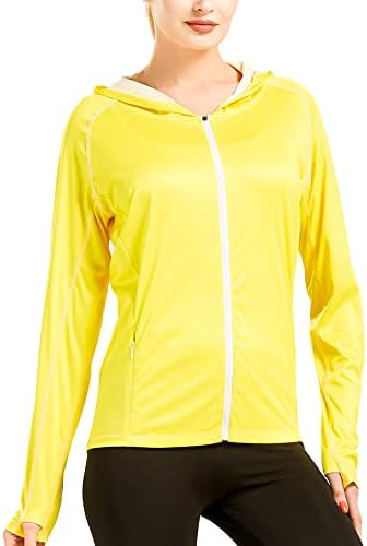 Hiking Clothes for Women Plus Size Workout Tops Sun UPF Outdoor Hoodie Shirts Yellow XXL
