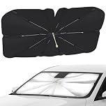 Woukksy Pare Soleil Voiture Pare Brise Avant, Pliable Pare Soleil Parapluie pour Voiture Intérieur 140×75 cm, Rotatif Parasols de Voiture Protection UV pour la Plupart des Voitures, SUV