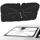 Woukksy Parasol Coche Delantero Interno, Parasol Paraguas Coche Delantero para Parabrisas 140 x 75 cm, Sombrilla Plegable para Coche con Anti UV Rayos, para Mayoría de Coches, SUV, Camiones