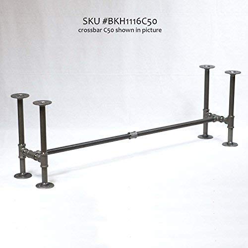 Rusty Design H16, BKH1116C50 Pipe Legs KIT with Cross Bar for Bench or Narrow Coffee Table, H Shape, L50 x W11 x H16, Pack Suitable for 1 Table