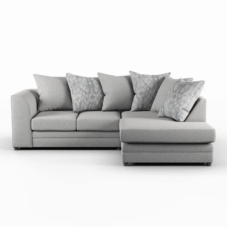 Merish 3 Seater L Shaped Sectional Sofa Set for Living Room (Right Side,Grey)-image-10