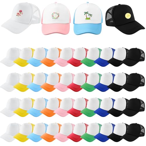 Image of 40 Pack Sublimation Blank Trucker Hat Bulk Wholesale Mesh Baseball Cap for Women Men DIY Hat Bar Party