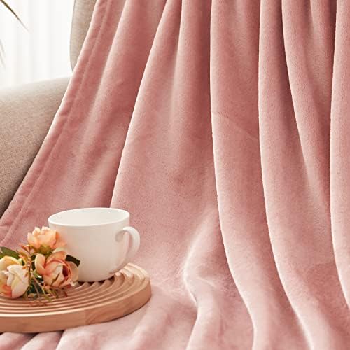 Exclusivo Mezcla Luxury Flannel Velvet Plush Throw Blanket  50" x 60" (Pink)