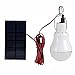 Produktbild PUAK523Solar Powered LED Lampe Glühbirne, Tragbar LED Solar Lampe Leuchte Strahler mit Solar Panel für Outdoor-Beleuchtung Wandern Camping Zelt Angeln, wei, Free Size