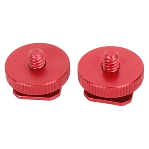 Rudiwro Red 1/4Inch Thread Hot Shoe Mount Microphone Fill Light Holder Single Nut Cold Shoe Adapter Bracket For Dslr Camera Cage