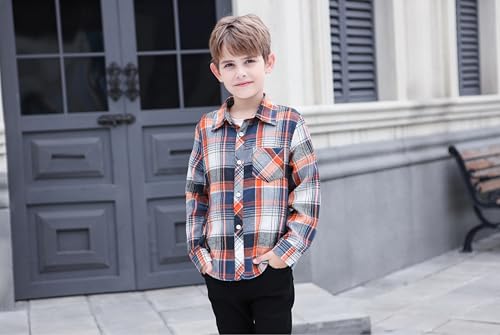 Image of Betusline Boy and Men Button Down Plaid Shirt