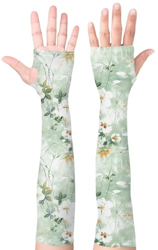 Image of Bebila Gardening Sleeves for Women Farm UV Sun Protection Anti-Scratch Cooling Sleeves with Thumb Hole Arms Cover Outdoors