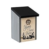Relaxdays Nistkasten für Meisen, Spatzen, 32mm, Reinigungsklappe, Holz, Vogelhaus zum Aufhängen, Nisthöhle, grau/schwarz