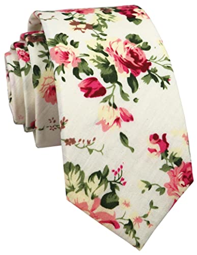 Image of Elfeves Men's Skinny Solid Color Tie Causal Cotton Linen Narrow Slim cut Necktie