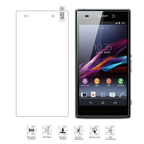 [2 Packs] Sony Xperia Z1 Screen Protector, Sony Xperia Z1 Tempered Glass Screen Protector, Tempered Glass Clear Screen Protector Scratch-Resistant Screen Guard for Sony Xperia Z1 L39H
