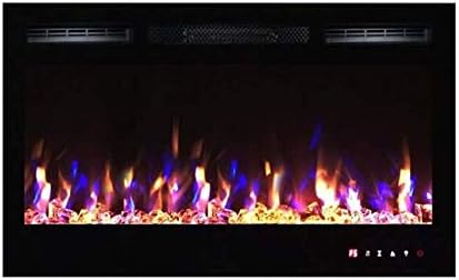 2026 PREMIUM PRODUCT TruFlame 36inch Black Wall Mounted Electric Fire with 3 colour Flames and can be inserted (Pebbles, Logs and Crystals)
