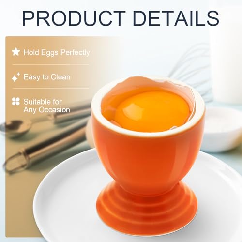 vibedor 1 Pcs Ceramic Egg Cups, Porcelain Egg Holders Colorful Egg Stand, Soft Boiled Egg Cups for Breakfast and Party Dining, Kitchen and Restaurant(Frame)