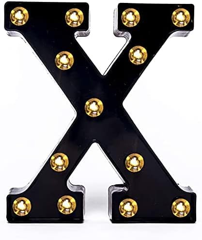 SHANJIA Light Up Letters Sign, LED Letter Lights Sign Black letter Light Up Letters Sign for Night Light Wedding Birthday Party Christmas Lamp Home Bar Decoration (X)