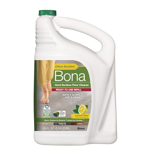 Bona Multi-Surface Floor Cleaner Refill - 128 fl oz - Lemon Mint - Residue-Free Floor Cleaning...