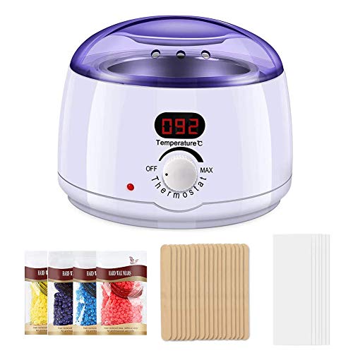 Waxing Kit,Nynelly Hair Removal Waxing Kit, LCD Digital Display professional Wax heater with 14.1oz Hard Wax Beans,for Full Body, Legs, Face, Eyebrows, Bikini, Brazilian Waxing for Women Men