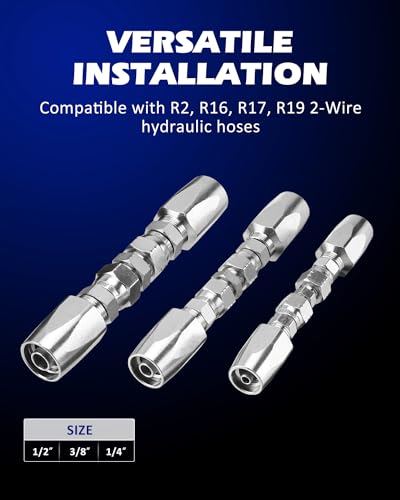Image of SPARKWHIZ Hydraulic Hose Repair Kit 1 /4 inch, 3 /8 inch, 1 /2 inch ID, Inner Diameter Reusable, 3 pack
