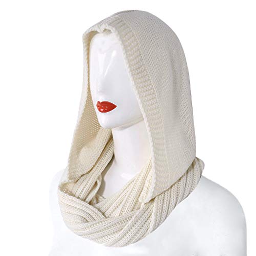 YS0911 Women Winter Crochet Knit Hood For Scarf Outdoor Windproof Warm Long Shawl Wrap Solid Color Earflap Hat Neck Wa Infi, Black2