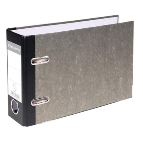 Raccoglitore a leva A5 orizzontale, dorso 70 mm, cartone marmorizzato Grigio e Dos balacron, colori nero – Set di 20