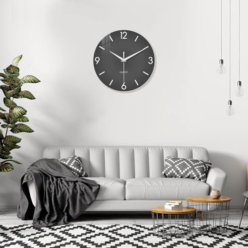 XFM Modern Grey Wall Clock 12 Inch Simple Minimalist - Image 5