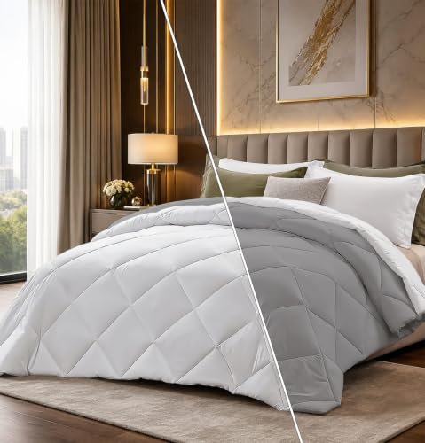 Image of Super Comfort Microfiber 300 GSM Double Bed Comforter for Heavy Winter Blanket Quilt Diamond Stitch (90 inch x 100 inch Inches /228cm x 254cm) - Comforter Double Bed|White